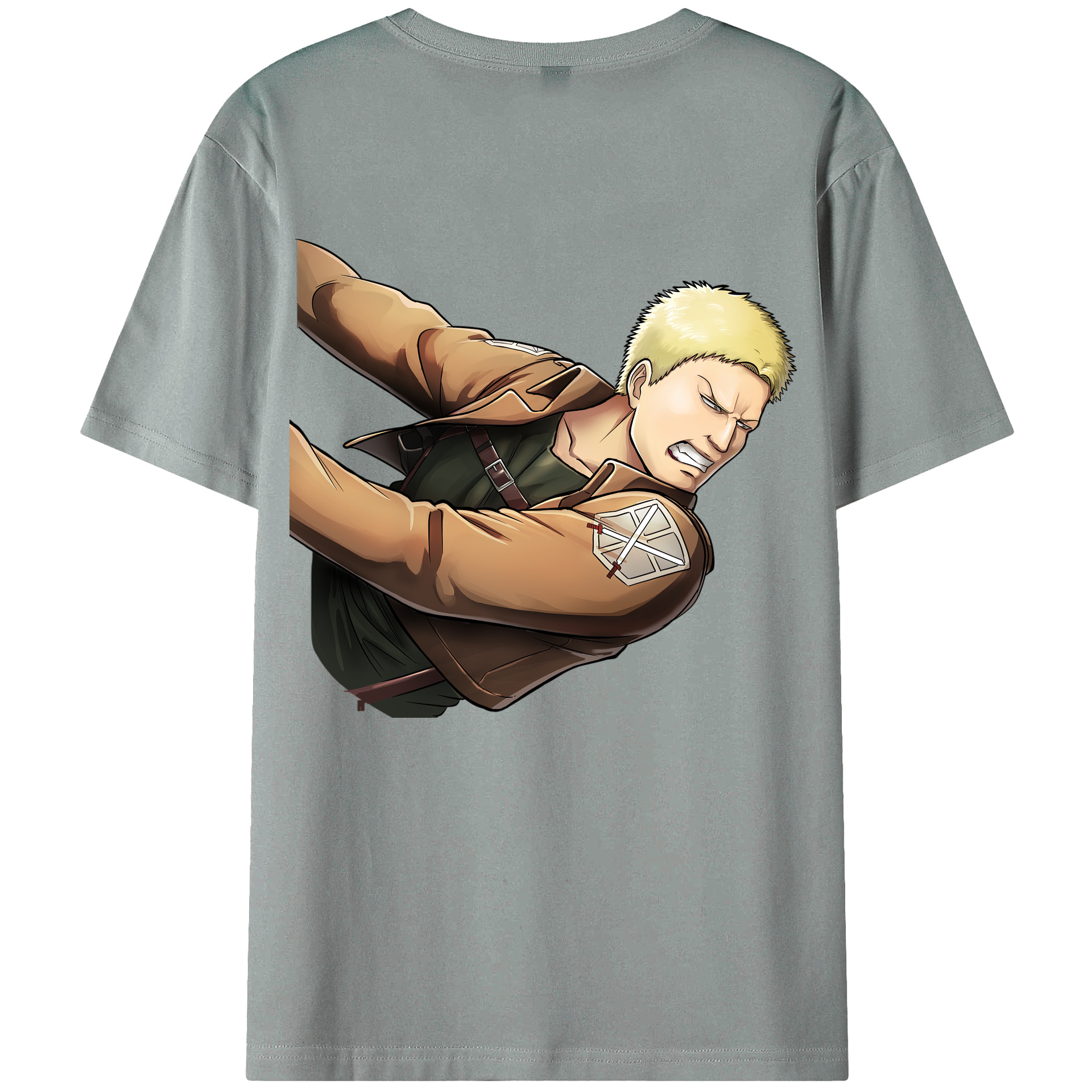 （画像用） 進撃の巨人 ライナー・ブラウン Attack on Titan Reiner Braun 綿100％ メンズ半袖Tシャツ（バックプリント） 通気性